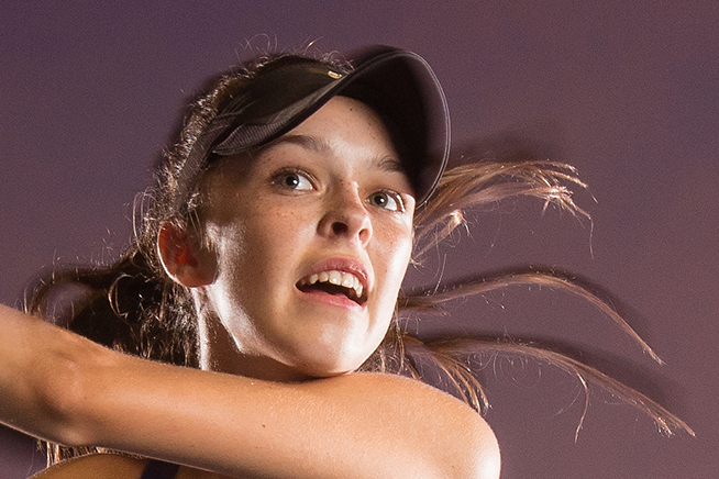 Tight crop from a tennis player shoot with the new 50MP Canon 5DS.